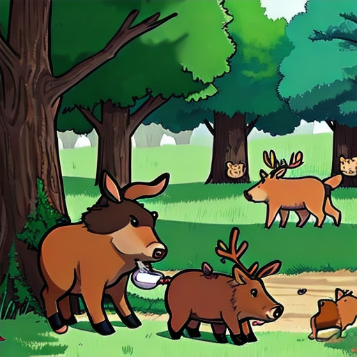 wild_animal_deers_and_boars_feeding_from_bucket_suround_with_trees_1357666019